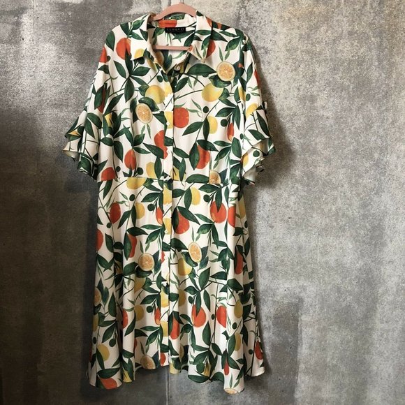 Eloquii Dresses & Skirts - 22 Eloquii Lemon Orange Short Sleeve Button-Up Shi